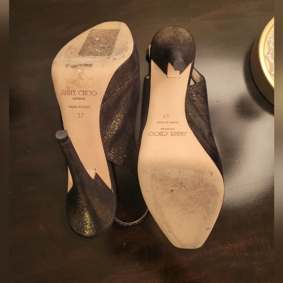 Jimmy Choo ~ Metallic Laminated Suede Clue Slingback Pumps - Picture 6 of 9
